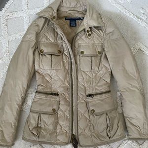 Ralph Lauren Tan Belted Puffer Jacket, size XS